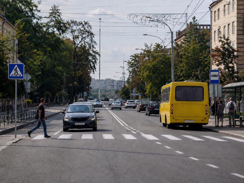 Проїзд пішохідних переходів та зупинок транспортних засобів