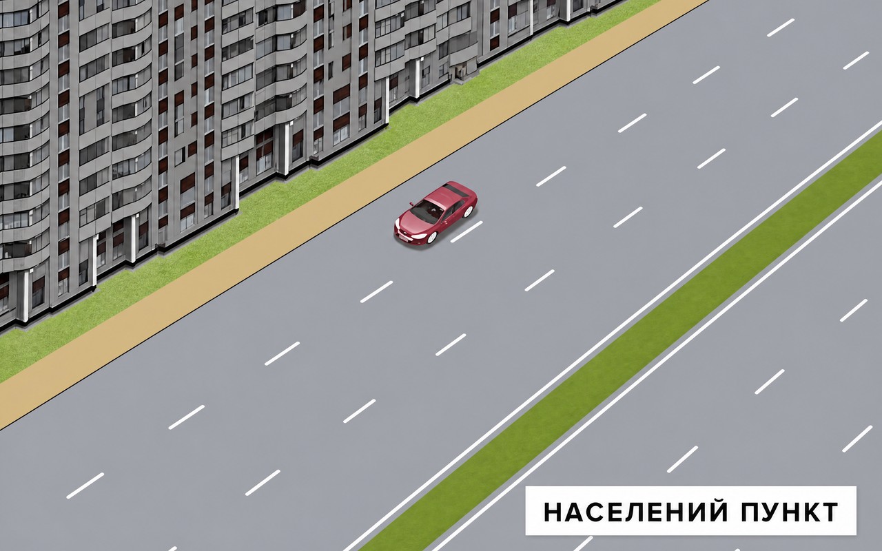 Ілюстрація: З якою максимальною швидкістю дозволено рух на дорогах з розділювальною смугою в населених пунктах?