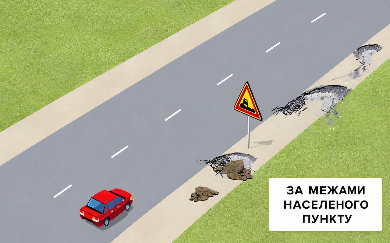 Ілюстрація: У якому місці дороги водій може зупинити свій транспортний засіб, якщо на узбіччях зупинка і стоянк…